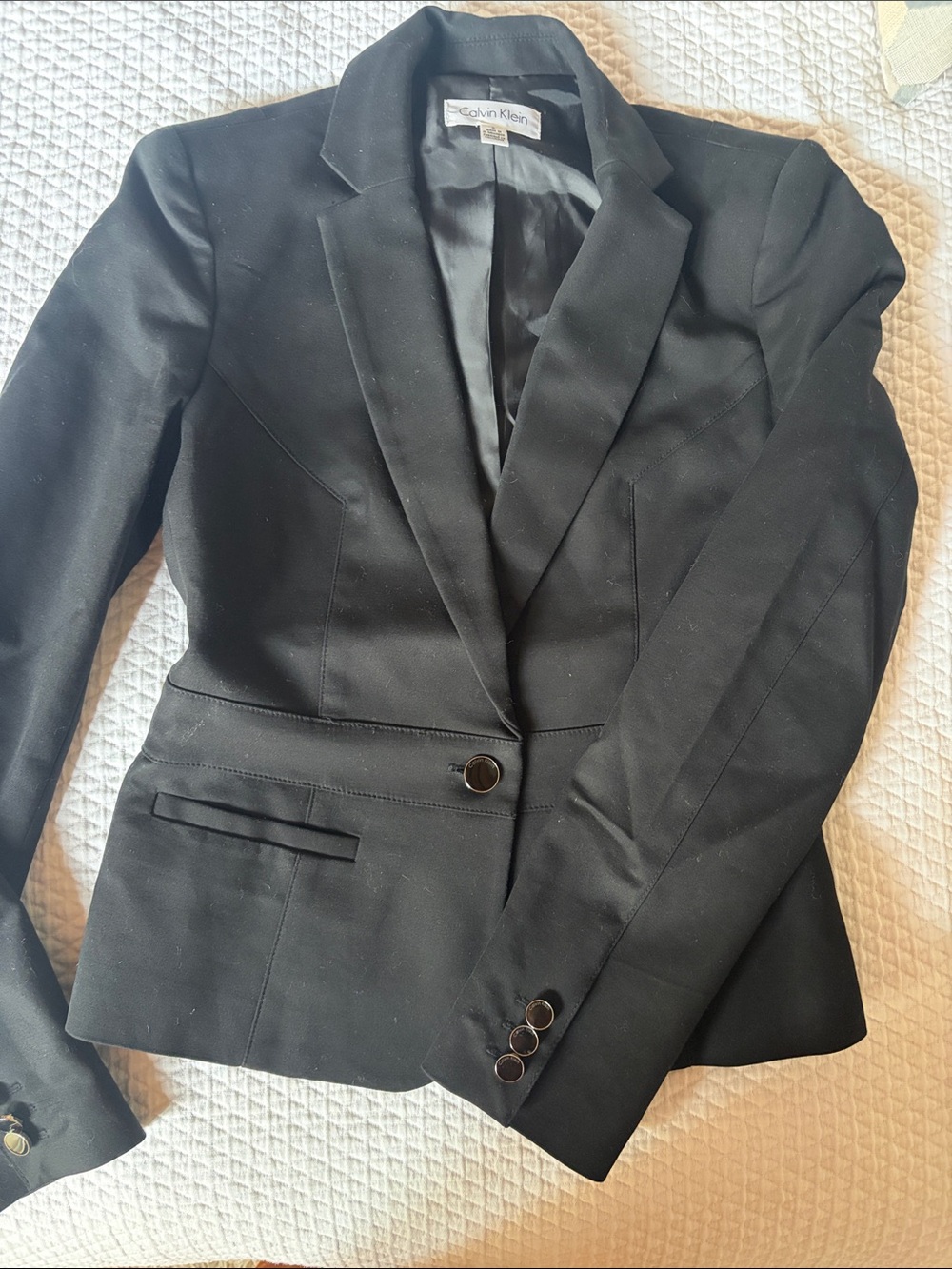 Calvin Klein Black Women's Single-Button Tailored Blazer